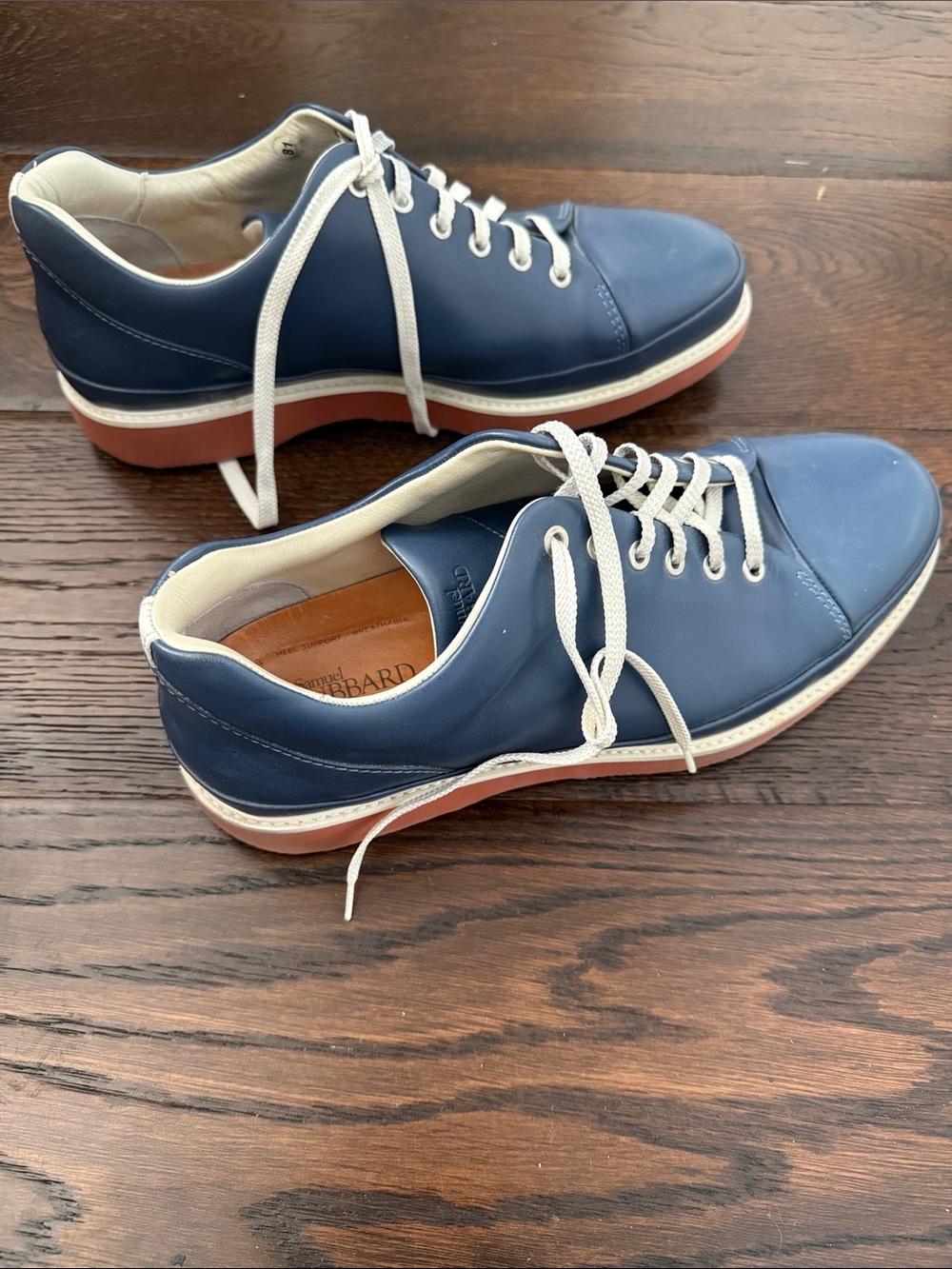 Men’s Samuel Hubbard Blue Leather Lace-Up Shoes with White Laces